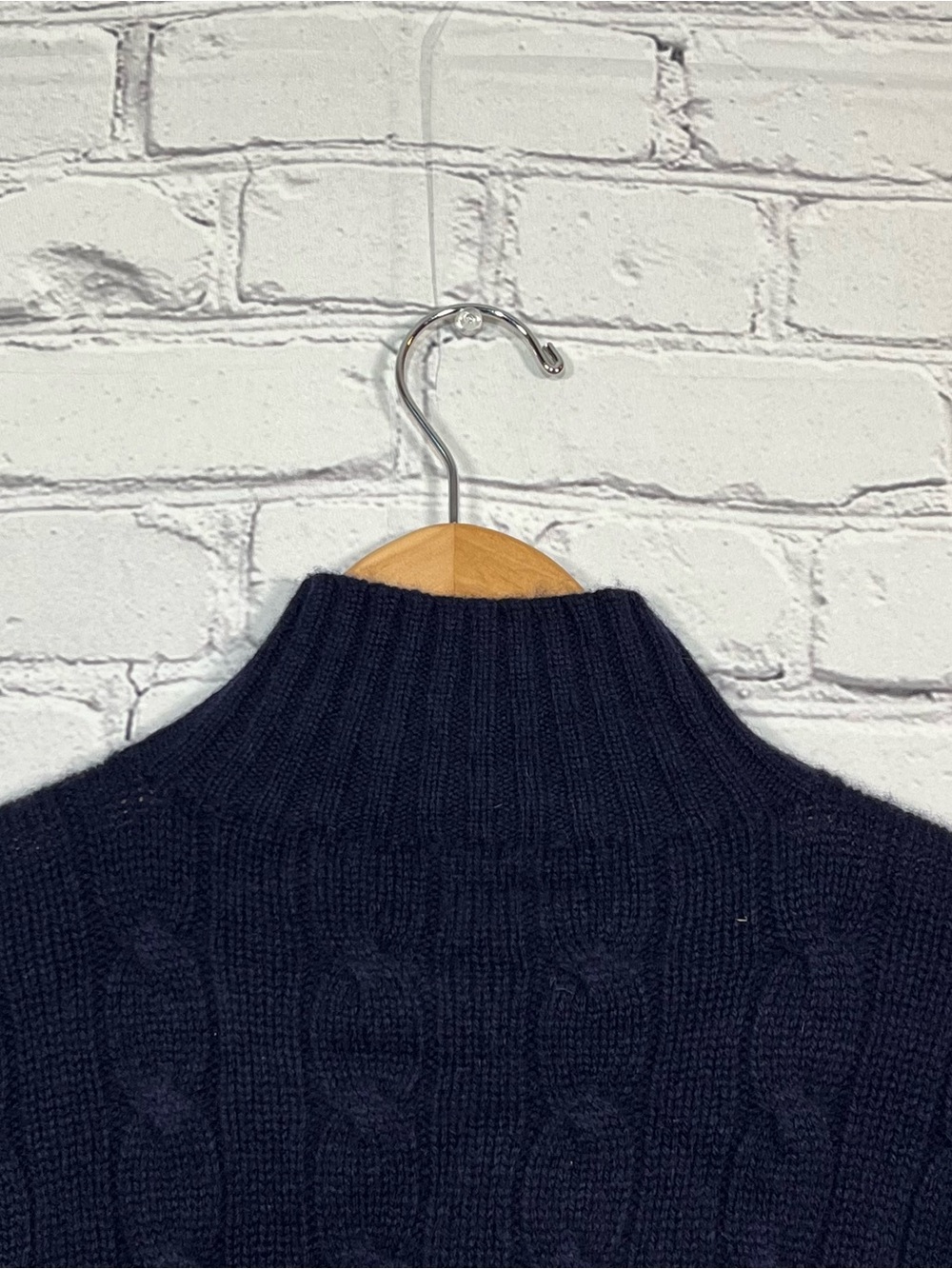 Polo Ralph Lauren 1/4 Zip Cable Knit Lambs Wool Sweater Mens Size Medium Blue - Picture 10 of 13